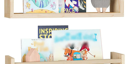 2PCS Solid Wood Wall Mounted Shelf Sturdy Durable Easy Installation Home Decor