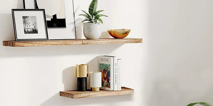 3 PCS Wooden Wall Shelf Single Board Wall Mounted Home Decor Living Room Bedroom - Black