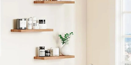 3 PCS Wooden Wall Shelf Single Board Wall Mounted Home Decor Living Room Bedroom - Brown
