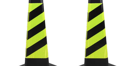 2PCS Rubber Traffic Cone Safety Cone Flexible for Construction - Yellow