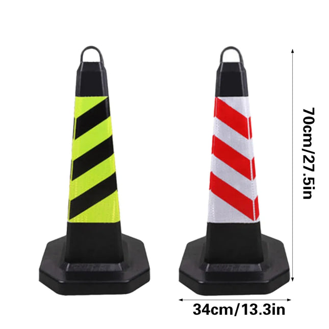 2PCS Rubber Traffic Cone Safety Cone Flexible for Construction - Yellow