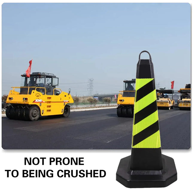 2PCS Rubber Traffic Cone Safety Cone Flexible for Construction - Yellow