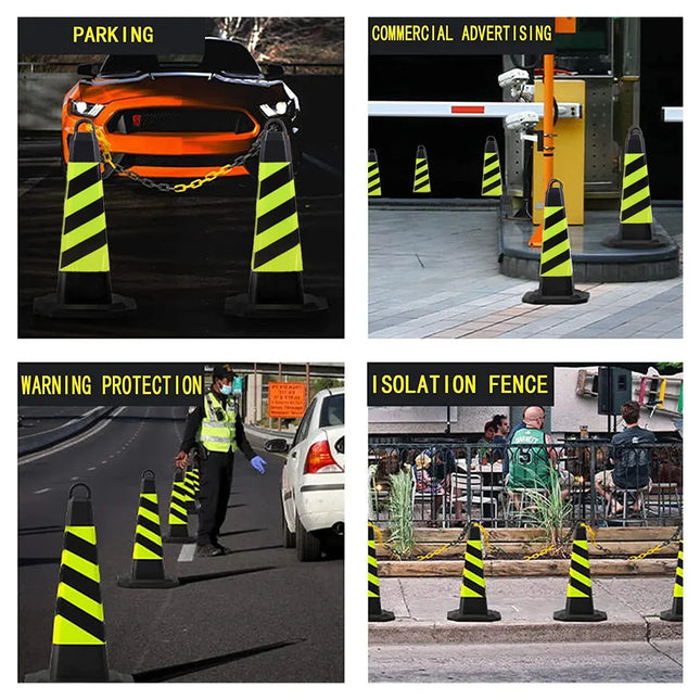 2PCS Rubber Traffic Cone Safety Cone Flexible for Construction - Yellow