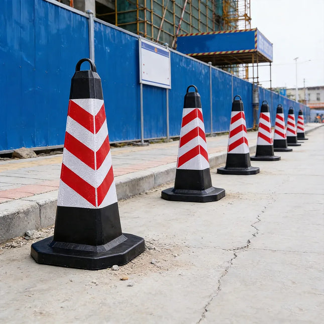 2PCS Rubber Traffic Cone Safety Cone Flexible for Construction - Yellow