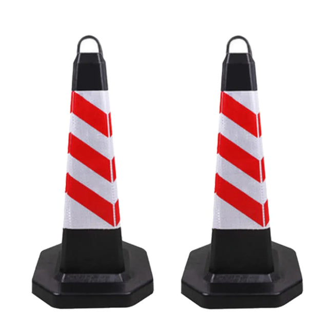 2PCS Rubber Traffic Cone Safety Cone Flexible for Construction - Red