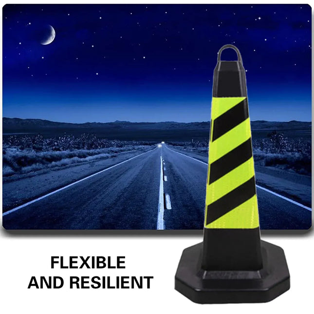 2PCS Rubber Traffic Cone Safety Cone Flexible for Construction - Red