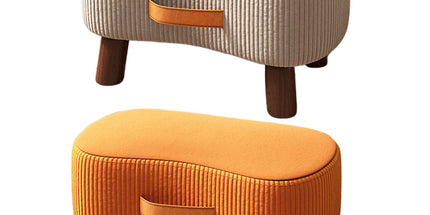 Small Stool for Home Simple Shoe Changing Low Seat Stool Wooden Household Use - Beige
