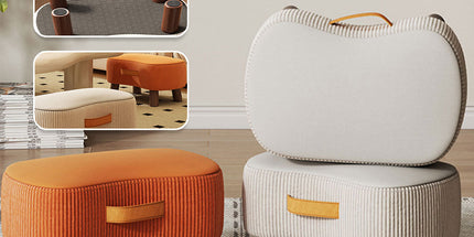 Small Stool for Home Simple Shoe Changing Low Seat Stool Wooden Household Use - Orange