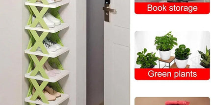 Simple Shoe Rack Home Use Space Saving Clip Storage Organizer Cabinet Stand - Green