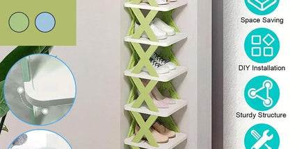 Simple Shoe Rack Home Use Space Saving Clip Storage Organizer Cabinet Stand - Green