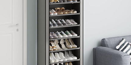 10 Tier Black Shoe Rack Dustproof Organiser Shoe Storage Cabinet for Home Use