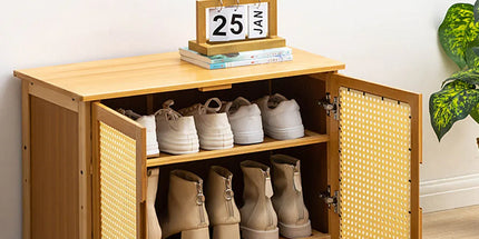 Shoe Changing Cabinet Bamboo Material Space Saving for Entryway Hallway Home Use
