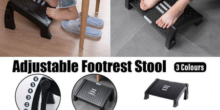 1PC Adjustable Office Foot Rest Pedal Stool Sofa Leg Support for Home or Desk Use - White