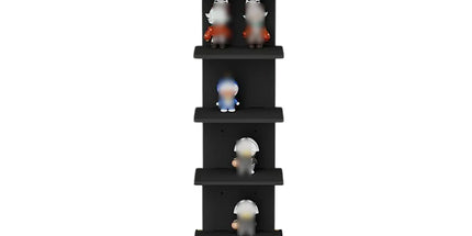 5 Tier Wall-Mounted Shelf Black for Home Living Room Storage Use