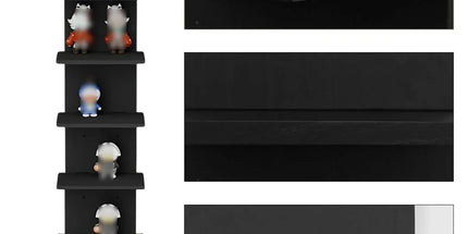 5 Tier Wall-Mounted Shelf Black for Home Living Room Storage Use