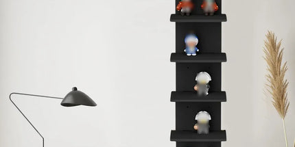 5 Tier Wall-Mounted Shelf Black for Home Living Room Storage Use