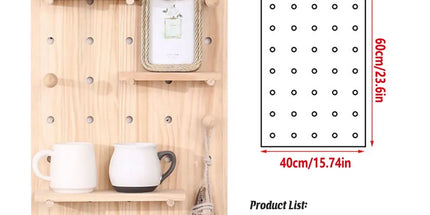 Wooden Pegboard Wall Shelf Hanging Storage for Home Office Display Sturdy