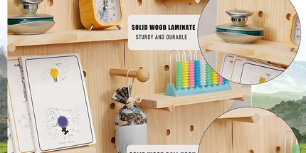 Wooden Pegboard Wall Shelf Hanging Storage for Home Office Display Sturdy