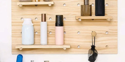 Wooden Pegboard Wall Shelf Hanging Storage for Home Office Display Sturdy