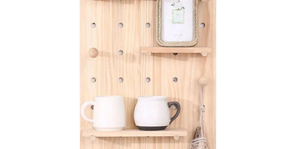 Wooden Pegboard Wall Shelf Hanging Storage for Home Office Display Sturdy