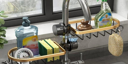 Adjustable Faucet Sink Shelf Drainage Rack Kitchen Storage Organizer for Home