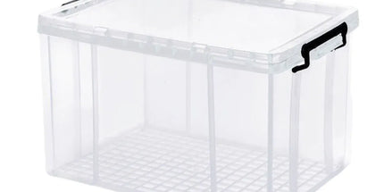 Clear Plastic Storage Box Stackable Large Capacity With Lid Handle Home Use - 61x43x35cm