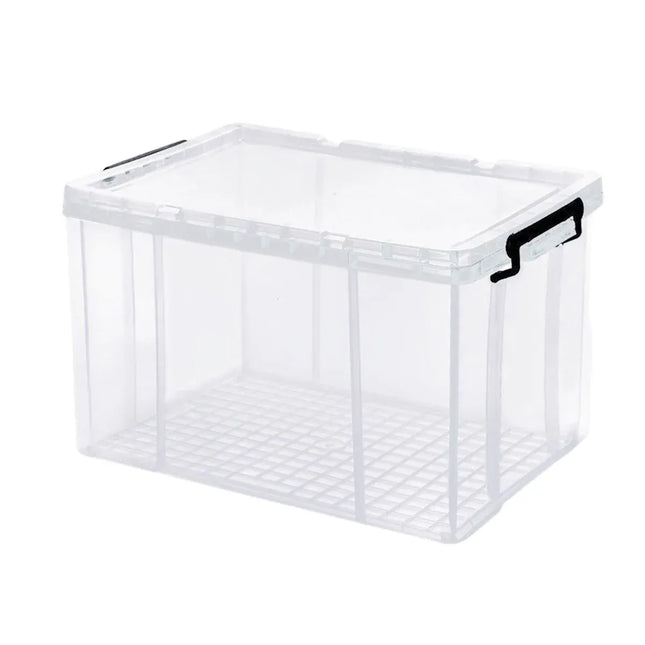 Clear Plastic Storage Box Stackable Large Capacity With Lid Handle Home Use - 61x43x35cm