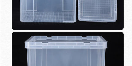 Clear Plastic Storage Box Stackable Large Capacity With Lid Handle Home Use - 61x43x35cm