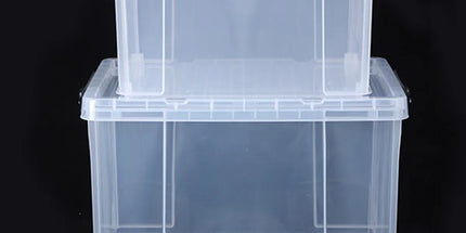 Clear Plastic Storage Box Stackable Large Capacity With Lid Handle Home Use - 61x43x35cm