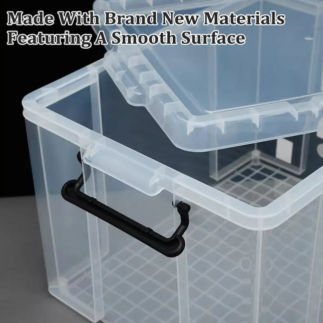 Clear Plastic Storage Box Stackable Large Capacity With Lid Handle Home Use - 61x43x35cm