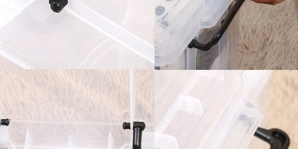 Clear Plastic Storage Box Stackable Large Capacity With Lid Handle Home Use - 61x43x35cm