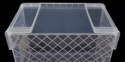 Clear Plastic Storage Box Stackable Large Capacity With Lid Handle Home Use - 61x43x35cm