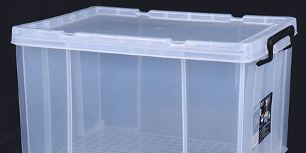 Clear Plastic Storage Box Stackable Large Capacity With Lid Handle Home Use - 61x43x35cm