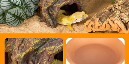 Tree Stump Reptile Cave Lizard Hide Terrarium Cave Home Decor Moisture Keeping