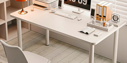 Compact Computer Desk White Study Table Home Office Workstation 100x60cm