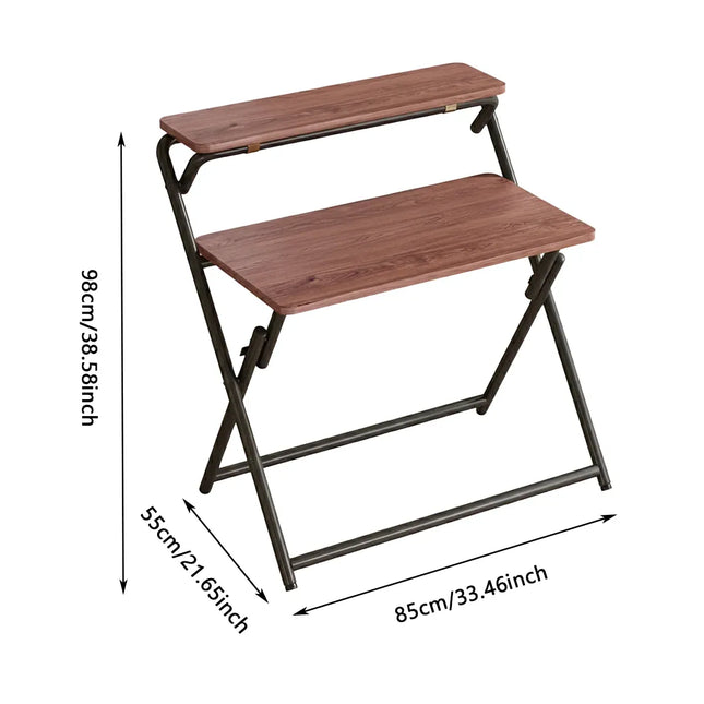 Double Layer Foldable Desk Sturdy Frame Heavy Duty for Home Office