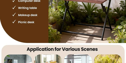 Double Layer Foldable Desk Sturdy Frame Heavy Duty for Home Office