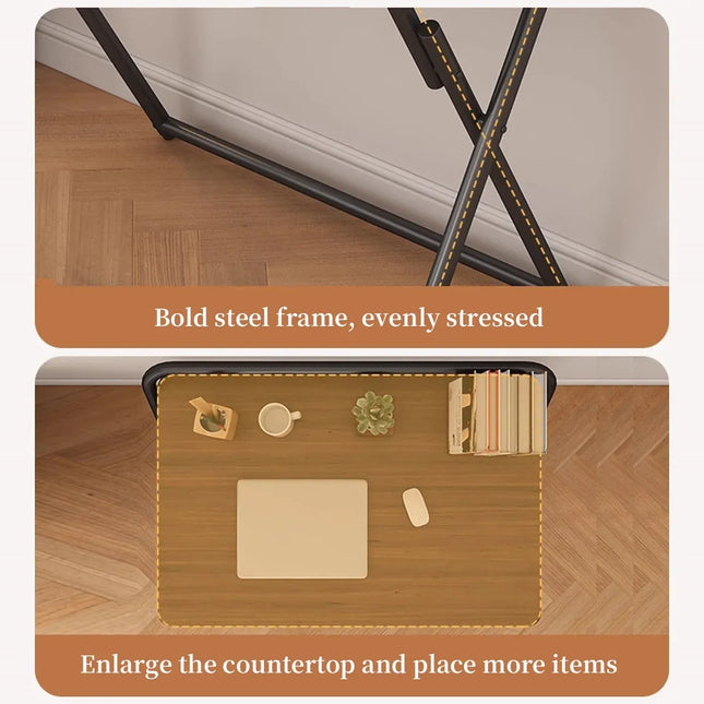 Double Layer Foldable Desk Sturdy Frame Heavy Duty for Home Office