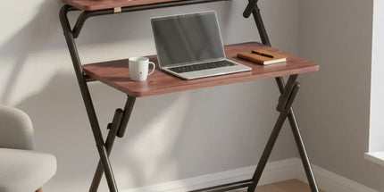 Double Layer Foldable Desk Sturdy Frame Heavy Duty for Home Office