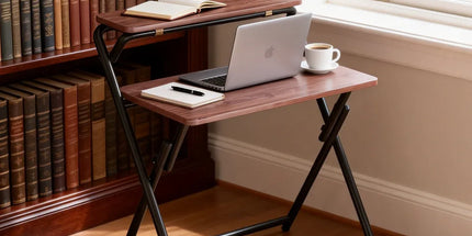 Double Layer Foldable Desk Sturdy Frame Heavy Duty for Home Office