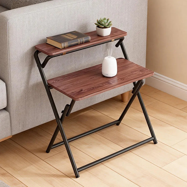 Double Layer Foldable Desk Sturdy Frame Heavy Duty for Home Office
