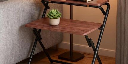 Double Layer Foldable Desk Sturdy Frame Heavy Duty for Home Office