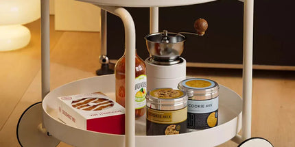 Movable Side Tea Table Armrest Double-Layer Storage For Family Sofa Cart Shelf