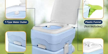 20L Portable Toilet Camping Toilet for Hiking RV Trips Emergency Potty Seat