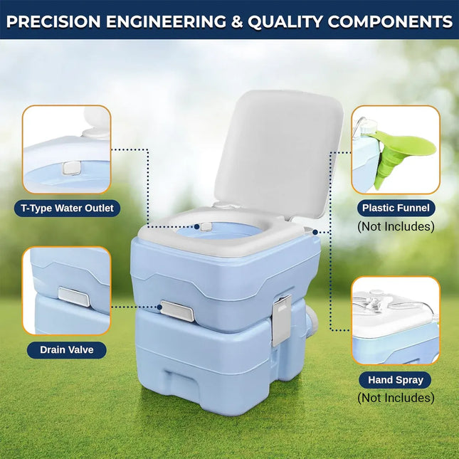 20L Portable Toilet Camping Toilet for Hiking RV Trips Emergency Potty Seat
