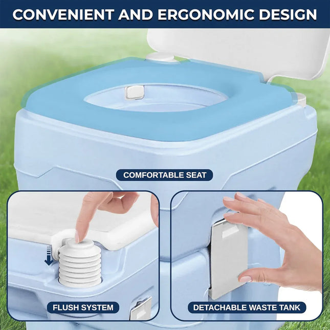 20L Portable Toilet Camping Toilet for Hiking RV Trips Emergency Potty Seat