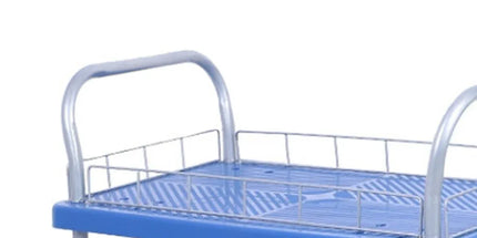 2 Tier Silent Flatbed Trolley with Double Handle for Moving Warehouse Transport