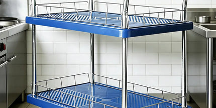 2 Tier Silent Flatbed Trolley with Double Handle for Moving Warehouse Transport