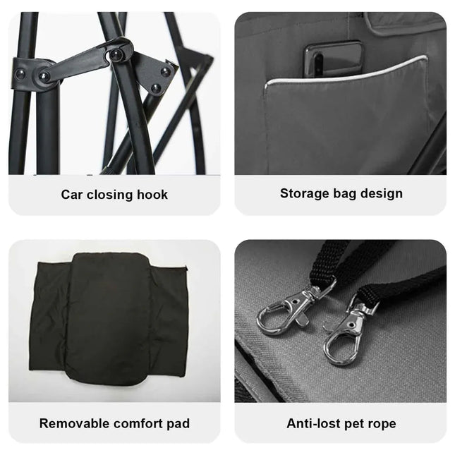 3 in 1 Portable Folding Pet Stroller Outdoor Travel Double Deck Cat Dog Carrier