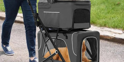 3 in 1 Portable Folding Pet Stroller Outdoor Travel Double Deck Cat Dog Carrier